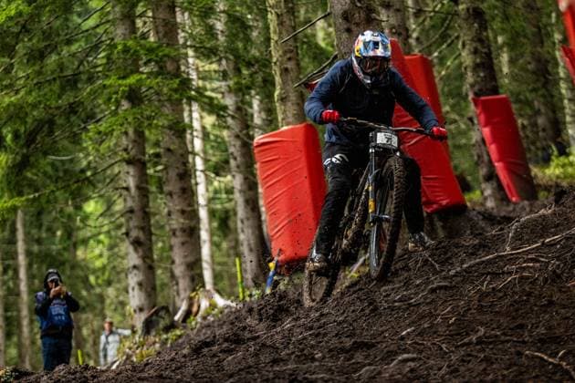 Whoop UCI Downhill Worldcup Les Gets GWIN Aaron GWIN RACINGat Whoop UCI Downhill Worldcup Les Gets , 28.08.2025,in Les Gets ,FRA Foto: Sebastian Sternemann