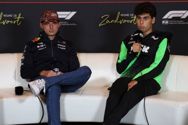 Formula 1 of the Netherlands Dutch driver Max Verstappen of Oracle Red Bull Racing, Brasilian driver Gabriel Bortoleto of Stake F1 Team Kick Sauber attending the pressconference ahead of the Formula 1 Heineken Dutch Grand Prix 2025 at the Circuit Zandvoort in Zandvoort, Netherlands, August 28 2025. Zandvoort Netherlands Copyright: xMatrixxImagesx xHasanxBraticx 