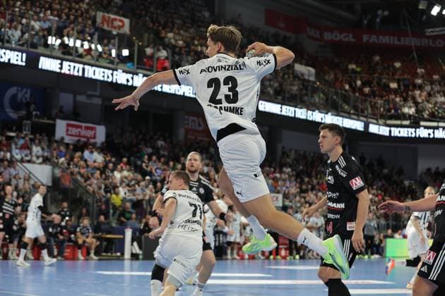 28.08.2025 - Handball - 1. Bundesliga DAIKIN HBL - Saison 2025 2026 - 01. Spieltag: HC Erlangen Metropolregion Nürnberg HCE - THW Kiel - DaMa - xdaxmax - Rune Dahmke (23, THW Kiel )