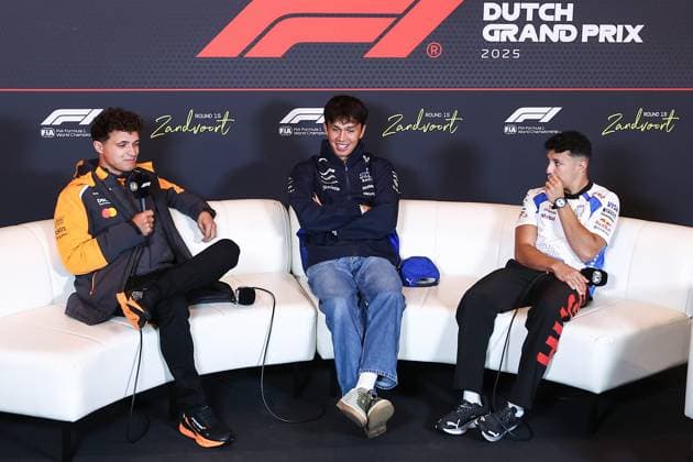 4 Lando Norris (GBR, McLaren F1 Team), 23 Alexander Albon (THA, Atlassian Williams Racing), 6 Isack Hadjar (FRA, Visa Cash App Racing Bulls F1 Team), F1 Grand Prix of the Netherlands at Circuit Zandvoort on August 28, 2025 in Zandvoort, Netherlands. (Photo by HOCH ZWEI) Zandvoort Netherlands