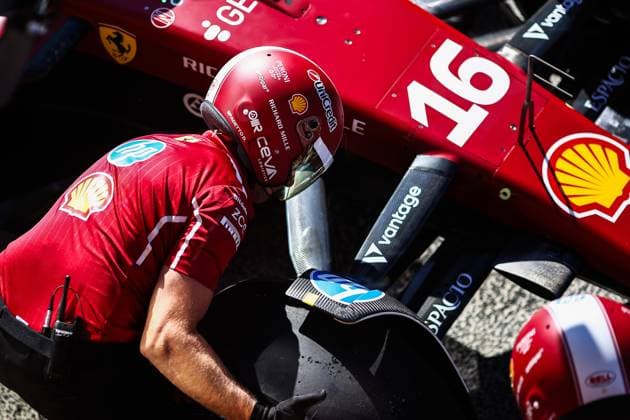 Scuderia Ferrari HP during pit stop practice, F1 Grand Prix of the Netherlands at Circuit Zandvoort on August 28, 2025 in Zandvoort, Netherlands. (Photo by HOCH ZWEI) Zandvoort Netherlands