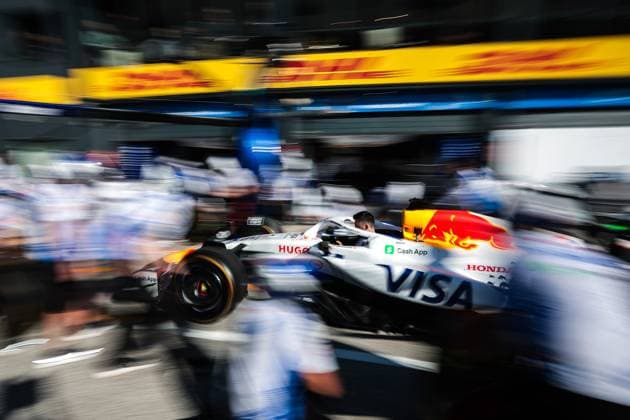 Visa Cash App Racing Bulls F1 Team during pit stop practice, F1 Grand Prix of the Netherlands at Circuit Zandvoort on August 28, 2025 in Zandvoort, Netherlands. (Photo by HOCH ZWEI) Zandvoort Netherlands