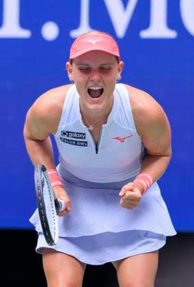 August 28, 2025, Flushing Meadows, New York, USA: Suzan Lamens reacts after winning a game during a match against Iga Swiatek on Day 5 of the 2025 US Open at USTA Billie Jean King National Tennis Center on Thursday August 28, 2025 in the Flushing neighborhood of the Queens borough of New York City. JAVIER ROJAS PI Flushing Meadows USA - ZUMAp124 20250828_zaa_p124_002 Copyright: xJavierxRojasx