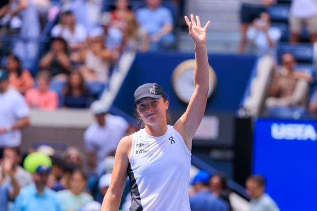 August 28, 2025, Flushing Meadows, New York, USA: Iga Swiatek celebrates after winning her match against Suzan Lamens on Day 5 of the 2025 US Open at USTA Billie Jean King National Tennis Center on Thursday August 28, 2025 in the Flushing neighborhood of the Queens borough of New York City. JAVIER ROJAS PI Flushing Meadows USA - ZUMAp124 20250828_zaa_p124_016 Copyright: xJavierxRojasx