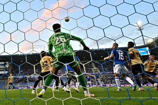 KRC Genk v Lech Poznan - UEFA Europa League GENK, BELGIUM - AUGUST 28 : Lawal Tobias goalkeeper of KRC Genk in action during the UEFA Europa League 2025 26 play-off round second leg between KRC Genk and Lech Poznan on August 28, 2025 in Genk, Belgium, 28 08 2025 Genk Belgium  Copyright: xTomasxSiskx