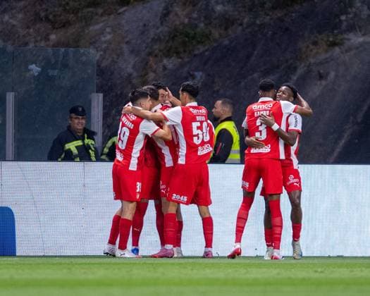 August 28, 2025, Braga, Braga, Portugal: VITOR CARVALHO from SC Braga seen celebrating his goal during the UEFA Europe League 2025 26 playoff match between SC Braga and Lincoln Red Imps at Estadio Municipal de Braga on August 28, 2025 in Braga, Portugal. Braga Portugal - ZUMAl192 20250828_zsp_l192_019 Copyright: xMiguelxLemosx