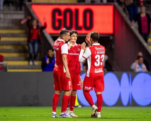 August 28, 2025, Braga, Braga, Portugal: PAU VICTOR from SC Braga seen celebrating his goal during the UEFA Europe League 2025 26 playoff match between SC Braga and Lincoln Red Imps at Estadio Municipal de Braga on August 28, 2025 in Braga, Portugal. Braga Portugal - ZUMAl192 20250828_zsp_l192_090 Copyright: xMiguelxLemosx