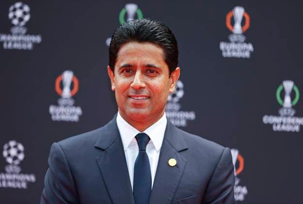 Monaco, Monte Carlo - August 28, 2025: UEFA MEN’S CLUB COMPETITION – UEFA Europa League and UEFA Conference League draws with Nasser Al-KhelaIfi, President of Paris Saint-Germain UEFA MEN’S CLUB COMPETITION – SEASON KICK OFF 2025 26