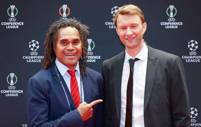 Monaco, Monte Carlo - August 28, 2025: UEFA MEN’S CLUB COMPETITION – UEFA Europa League and UEFA Conference League draws with french Player Christian Lali Kake Karembeu UEFA MEN’S CLUB COMPETITION – SEASON KICK OFF 2025 26
