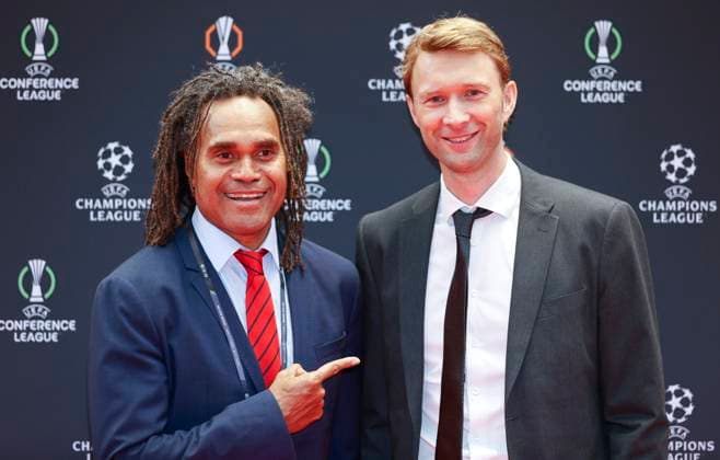 Monaco, Monte Carlo - August 28, 2025: UEFA MEN’S CLUB COMPETITION – UEFA Europa League and UEFA Conference League draws with french Player Christian Lali Kake Karembeu UEFA MEN’S CLUB COMPETITION – SEASON KICK OFF 2025 26