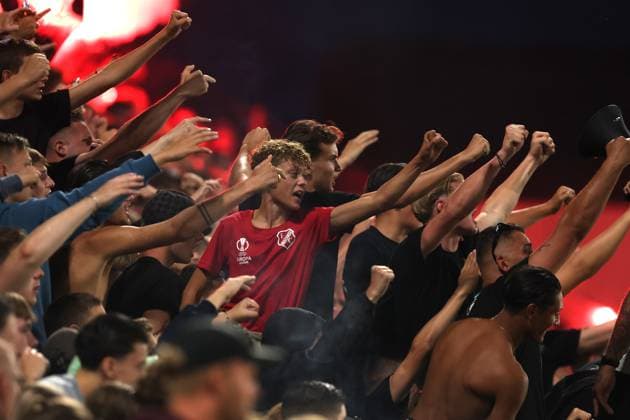 Fans and supporters during the match FC Utrecht - Zrinjski at the Galgenwaard for the Europa League (play-off) season 2024-2025 in Utrecht, Netherlands on 28 august 2025, (photo by Peter Lous EYE4images DeFodi Images)