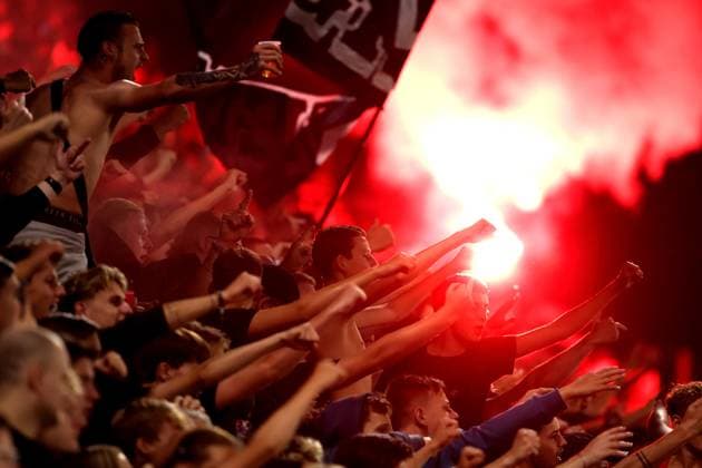 Fans and supporters during the match FC Utrecht - Zrinjski at the Galgenwaard for the Europa League (play-off) season 2024-2025 in Utrecht, Netherlands on 28 august 2025, (photo by Peter Lous EYE4images DeFodi Images)