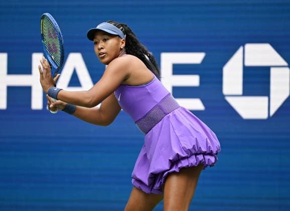 Naomi Osaka of Japan returns to Hailey Baptiste of USA on Louis Armstrong Stadium on day 5 at the 2025 US Open Tennis Championship at the USTA Billie Jean King National Tennis Center in New York City on Thursday, August 28, 2025.  NYP20250828303 LARRYxMARANO