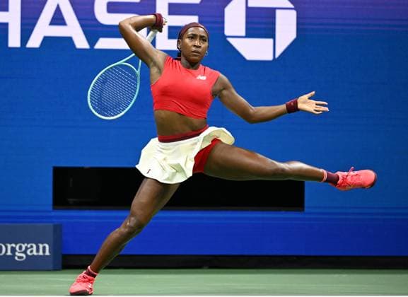 Coco Gauff of USA Vs Donna Vekic of CRO, Gauff wins in straight sets 7-6 6-2 on Arthur Ashe Stadium on day 5 at the 2025 US Open Tennis Championship at the USTA Billie Jean King National Tennis Center in New York City on Thursday, August 28, 2025.  NYP20250828329 LARRYxMARANO