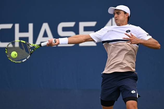 (250829) -- NEW YORK, Aug. 29, 2025 -- Adam Walton of Australia hits a return during the men s singles second round match between Coleman Wong of China s Hong Kong and Adam Walton of Australia at the 2025 US Open tennis championships in New York, the United States, Aug. 28, 2025. ) (SP)U.S.-NEW YORK-TENNIS-US OPEN-MEN S SINGLES-WONG VS WALTON LixRui 