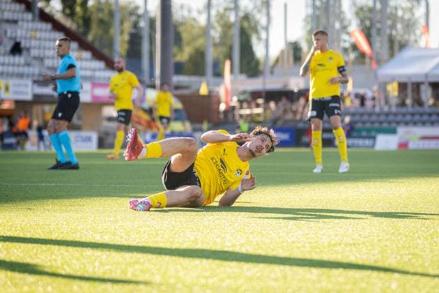 xxkeikkaxx 20250828 Kuopio UEFA Europa League Qualifier Play-offs ottelu KuPS vs FC Midtjylland. Kuvassa KuPSin Agon Sadiku. Niklas Pehkonen All Over Press