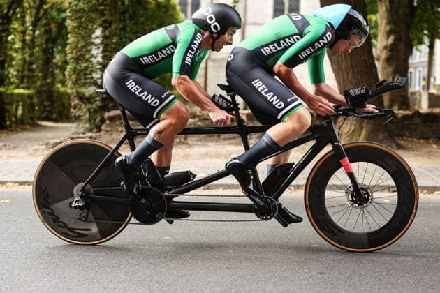 2025 UCI Para-cycling Road World Championships Picture by John Clifton SWpix.com - 29 08 2025 - Cycling - 2025 UCI Para-cycling Road World Championships - Ronse, Flanders, Belgium - Men B Individual Time Trial (ITT) - Damien Vereker piloted by Mitchell Mc Laughlin (Ireland) Copyright: x xSWpix.comx(t axPhotographyxHubxLtd)xJohnxClifton SWpix.comx SWP-3069-0460