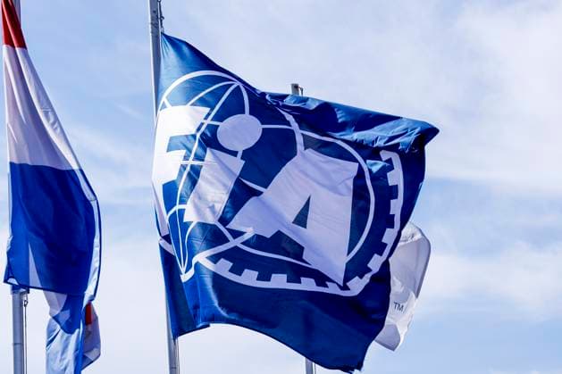 flag of the Netherlands and flag of FIA during the Formula 1 Heineken Dutch Grand Prix 2025 on Day 1 at Circuit Zandvoort on August 29, 2025 in Zandvoort, Netherlands. (Photo by Marcel ter Bals DeFodi Images)
