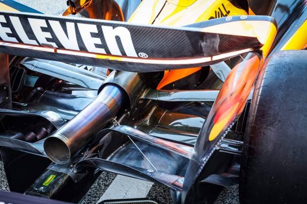 F1 - DUTCH GRAND PRIX 2025 McLaren F1 Team MCL39, mechanical detail of rear suspension and exhaust during the 2025 Formula 1 Heineken Dutch Grand Prix, 15th round of the 2025 FIA Formula One World Championship, WM, Weltmeisterschaft from August 29 to 31, 2025 on the Zandvoort Circuit, in Zandvoort, Netherlands - ZandvoortNetherlands  Copyright: xFLORENTxGOODENx