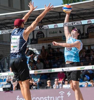 August 29, 2025, Bern, Bern, Switzerland: Bern Switzerland, 08 29 2025: QUENTION MERAL of Switzerland against FILIP HABR of Switzerland during Emmi Caffo Latte Beachtour 2025 and took place at Federal Square in Bern which is also the political capital of Switzerland. Bern Switzerland - ZUMAd206 20250829_zip_d206_008 Copyright: xEricxDubostx
