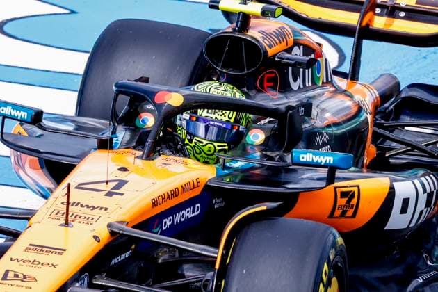 Lando Norris of the United Kingdom and McLaren F1 Team during the Free Practice of the Formula 1 Heineken Dutch Grand Prix 2025 on Day 1 at Circuit Zandvoort on August 29, 2025 in Zandvoort, Netherlands. (Photo by Marcel ter Bals DeFodi Images)