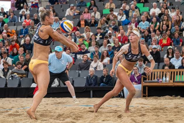 RECORD DATE NOT STATED Beach Pro Tour - Elite 16 Hamburg, 29.08.2025 Louisa Lippmann (Player No. 2, GER), Linda Bock (Player No. 1; Beach Pro Tour - Elite 16 Hamburg am 29.08.2025 Copyright: xBEAUTIFULxSPORTS PeterxWeberx