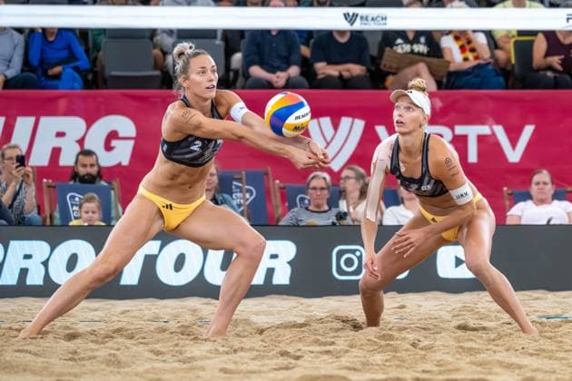 RECORD DATE NOT STATED Beach Pro Tour - Elite 16 Hamburg, 29.08.2025 Louisa Lippmann (Player No. 2, GER), Linda Bock (Player No. 1; Beach Pro Tour - Elite 16 Hamburg am 29.08.2025 Copyright: xBEAUTIFULxSPORTS PeterxWeberx