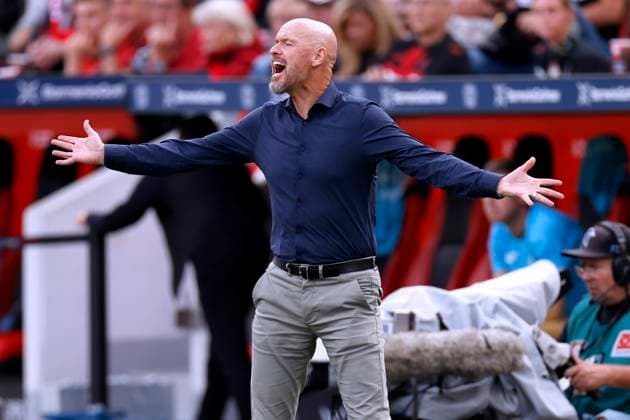 TEN HAG Erik Trainer Team Bayer 04 Leverkusen DFL Bundesliga Saison 2025-2026 Spiel Bayer 04 Leverkusen - TSG Hoffenheim 1 : 2 am 23.08.2025 in Leverkusen DFL REGULATIONS PROHIBIT ANY USE OF PHOTOGRAPHS as IMAGE SEQUENCES and or QUASI-VIDEO Copyright: xLacixPerenyix