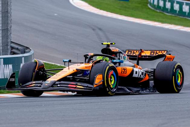 Lando Norris of the United Kingdom and McLaren F1 Team during the Free Practice of the Formula 1 Heineken Dutch Grand Prix 2025 on Day 1 at Circuit Zandvoort on August 29, 2025 in Zandvoort, Netherlands. (Photo by Marcel ter Bals DeFodi Images)