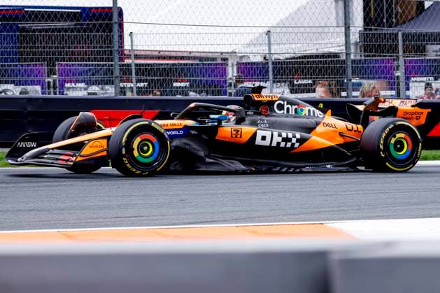 Oscar Piastri of Australia and McLaren F1 Team during the Free Practice of the Formula 1 Heineken Dutch Grand Prix 2025 on Day 1 at Circuit Zandvoort on August 29, 2025 in Zandvoort, Netherlands. (Photo by Marcel ter Bals DeFodi Images)