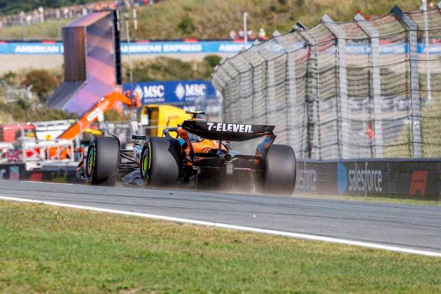 Lando Norris of the United Kingdom and McLaren F1 Team during the Free Practice of the Formula 1 Heineken Dutch Grand Prix 2025 on Day 1 at Circuit Zandvoort on August 29, 2025 in Zandvoort, Netherlands. (Photo by Marcel ter Bals DeFodi Images)