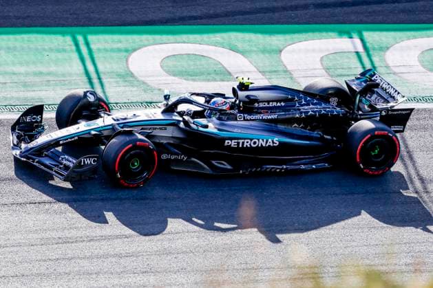Andrea Kimi Antonelli of Italy and Mercedes AMG Petronas F1 Team during the Free Practice of the Formula 1 Heineken Dutch Grand Prix 2025 on Day 1 at Circuit Zandvoort on August 29, 2025 in Zandvoort, Netherlands. (Photo by Marcel ter Bals DeFodi Images)