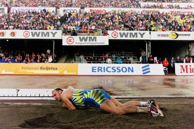 980829 Friidrott, Finnkampen, Finland - Sverige: Mattias Sunneborn, Sverige. *** 980829 Athletics, Finnkampen, Finland Sweden Mattias Sunneborn, Sweden  Copyright: BILDBYRAN BB980829BB065