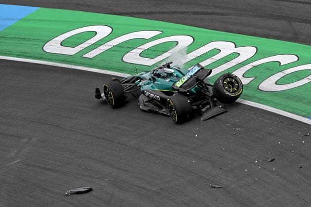 29.08.2025, xrarjax, Motorsport FIA Formel 1, 2025 Dutch Grand Prix v.l. Unfall von Lance Stroll (Aston Martin) Startnummer 18 (DFL DFB REGULATIONS PROHIBIT ANY USE OF PHOTOGRAPHS as IMAGE SEQUENCES and or QUASI-VIDEO) Zandvoort