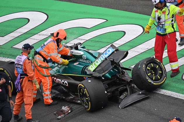 29.08.2025, xrarjax, Motorsport FIA Formel 1, 2025 Dutch Grand Prix v.l. Unfall von Lance Stroll (Aston Martin) Startnummer 18 (DFL DFB REGULATIONS PROHIBIT ANY USE OF PHOTOGRAPHS as IMAGE SEQUENCES and or QUASI-VIDEO) Zandvoort