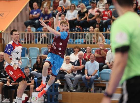GER HBL2 Saison 2025 2026 VfL Potsdam vs HBW Balingen Weilstetten, 29.08.25, MBS Arena, Potsdam Dustin KRAUS (1.VfL Potsdam 47)