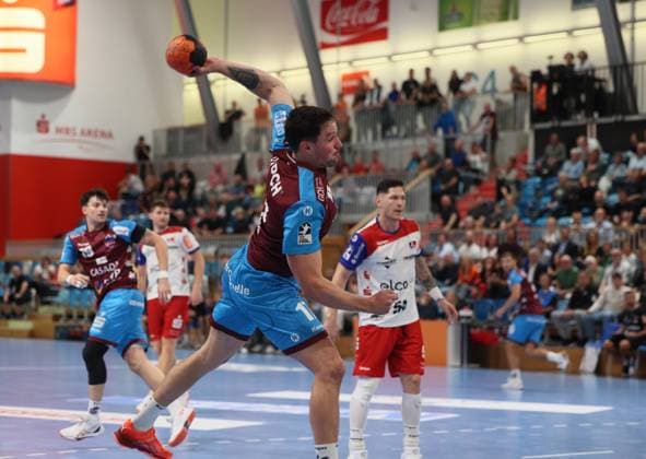 GER HBL2 Saison 2025 2026 VfL Potsdam vs HBW Balingen Weilstetten, 29.08.25, MBS Arena, Potsdam Jannek KLEIN (1.VfL Potsdam 17)