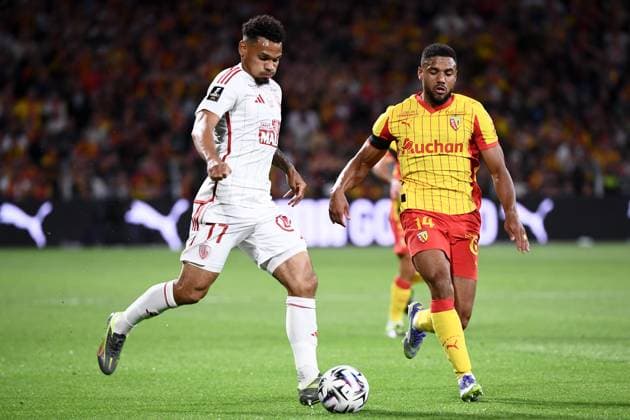 RC Lens v Stade Brestois 29 - Ligue 1 McDonald s 2025 2026 14 Matthieu UDOL (rcl) - 77 Kenny LALA (sb29) during the Ligue 1 McDonald s match between Lens and Brest at Stade Bollaert-Delelis on August 29, 2025 in Lens, France. Lens France  Copyright: xFEPx 776348119