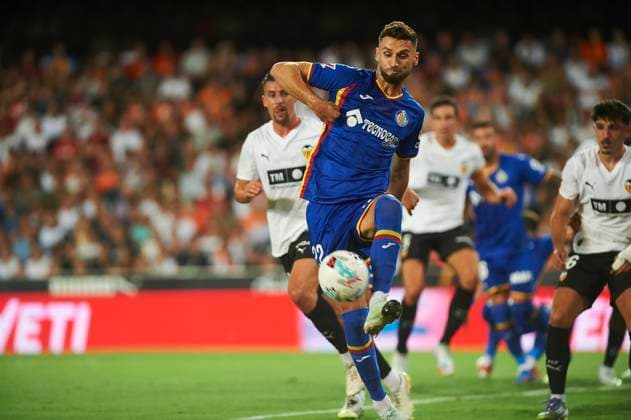 Domingos Duarte (Getafe CF) during the LaLiga EA Sports match between Valencia CF and Getafe CF at Estadio de Mestalla on August 29, 2025 in Valencia, Spain. (Photo by Maria Jose Segovia DeFodi Images)