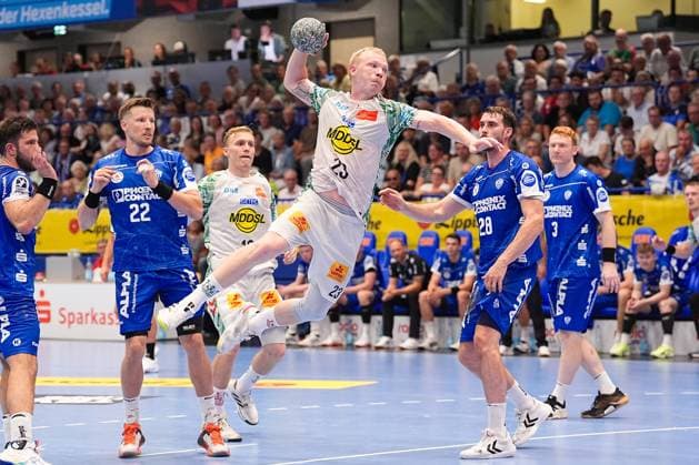 29.08.2025, xydrx, Handball, 1.HBL, TBV Lemgo Lippe - SC Magdeburg, PHOENIX Contact-Arena: Magnus Saugstrup (SC Magdeburg 23) Nordrhein-Westfahlen Deutschland