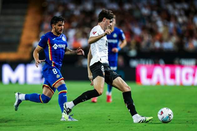 August 29, 2025, Valencia, Valencia, SPAIN: Javi Guerra of Valencia CF in action during the Spanish league, La Liga EA Sports, football match played between Valencia CF and Getafe CF at Mestalla stadium on August 29, 2025, in Valencia, Spain. Valencia SPAIN - ZUMAa181 20250829_zaa_a181_135 Copyright: xIvanxTerronx