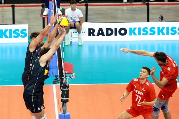 The wall of Italy during 2025 FIPAV Cup Men - Italy vs Turkiye, International volleyball match in Turin, Italy, August 29 2025  Copyright: xClaudioxBenedetto IPAxSportx xipa-agency.netx xx IPA_63593734 IPA_Agency_IPA63593734
