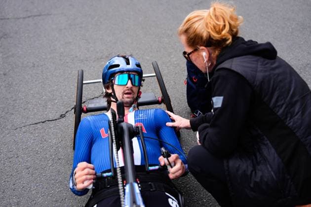 2025 UCI Para-cycling Road World Championships Picture by Olly Hassell SWpix.com - 30 08 2025 - Cycling - 2025 UCI Para-cycling Road World Championships - Ronse, Flanders, Belgium - Men H1 Road Race - Cody Wills (USA) Copyright: x xSWpix.comx(t axPhotographyxHubxLtd)xOllyxHassell SWpix.comx SWP-3069-0979