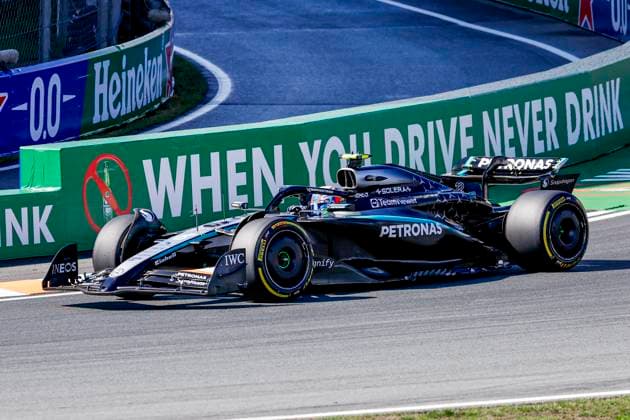 Andrea Kimi Antonelli of Italy and Mercedes AMG Petronas F1 Team during the Free Practice of the Formula 1 Heineken Dutch Grand Prix 2025 on Day 2 at Circuit Zandvoort on August 30, 2025 in Zandvoort, Netherlands. (Photo by Marcel ter Bals DeFodi Images)
