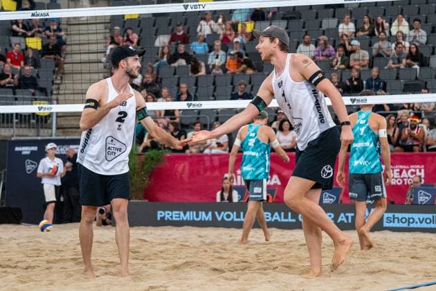 RECORD DATE NOT STATED Beach Pro Tour - Elite 16 Hamburg, 30.08.2025 Nils Ehlers (Player No. 1, GER), Clemens Wickler (Player No. 2; Beach Pro Tour - Elite 16 Hamburg am 30.08.2025 Copyright: xBEAUTIFULxSPORTS PeterxWeberx