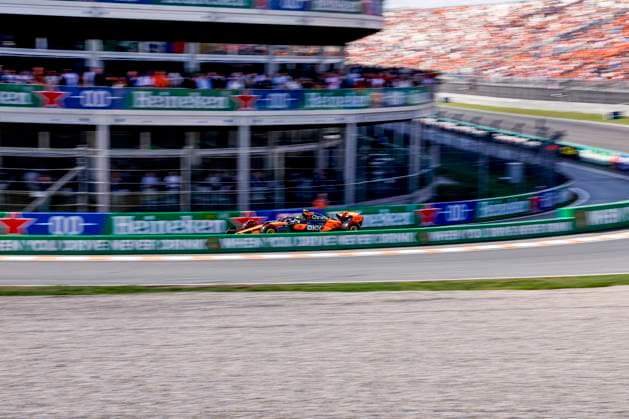 Lando Norris of the United Kingdom and McLaren F1 Team during the Free Practice of the Formula 1 Heineken Dutch Grand Prix 2025 on Day 2 at Circuit Zandvoort on August 30, 2025 in Zandvoort, Netherlands. (Photo by Marcel ter Bals DeFodi Images)