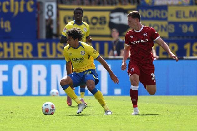 Braunschweig vs. Bielefeld, 2. BL Braunschweig, 30.08.2025, FUßBALL - Eintracht Braunschweig vs. Arminia Bielefeld, 2. BL, Saison 2025 26. Johan Gomez (Eintracht Braunschweig), a38 Braunschweig