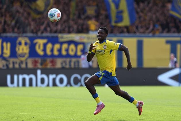 Braunschweig vs. Bielefeld, 2. BL Braunschweig, 30.08.2025, FUßBALL - Eintracht Braunschweig vs. Arminia Bielefeld, 2. BL, Saison 2025 26. Christian Conteh (Eintracht Braunschweig) Braunschweig