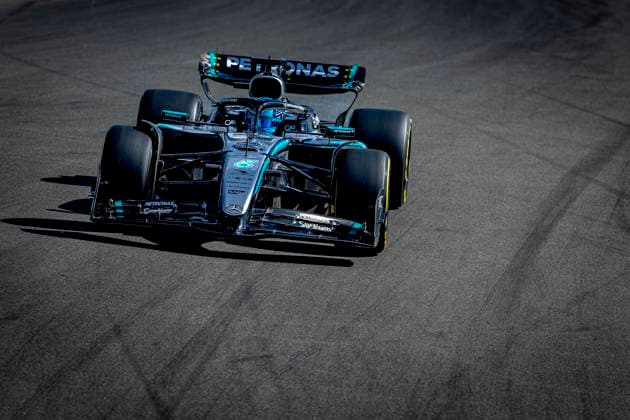 Formule 1 driver George Russell of Mercedes during the match Formula 1 Zandvoort saturday 2025, free practice and qualification at the Formula 1 circuit Zandvoort for the Formula One Zandvoort saterday season 2025-2026 in ZANDVOORT, Netherlands on 30 august 2025, (photo by Marcel van Dorst EYE4images DeFodi Images)