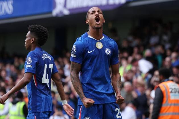 London, England, 30th August 2025. Joao Pedro of Chelsea celebrates after scoring the opening goal during the Chelsea vs Fulham Premier League match at Stamford Bridge, London. Picture credit should read: Paul Terry Sportimage EDITORIAL USE ONLY. No use with unauthorised audio, video, data, fixture lists, club league logos or live services. Online in-match use limited to 120 images, no video emulation. No use in betting, games or single club league player publications. SPI_030_PT_Chelsea_Fulham SPI-4094-0030